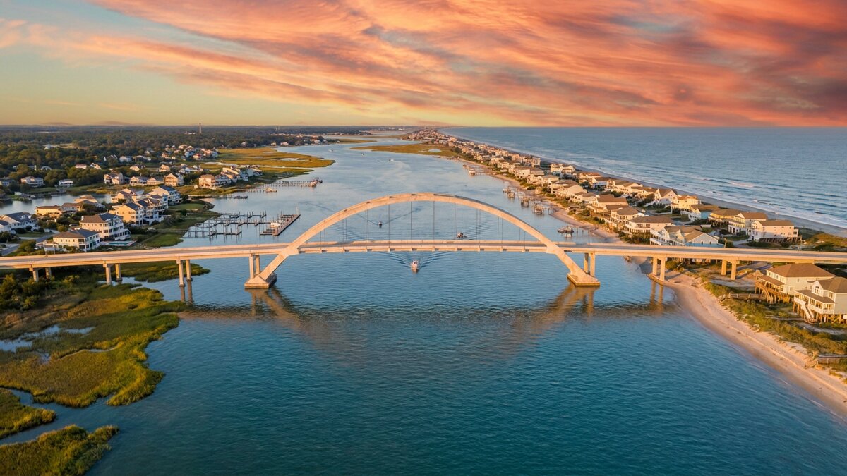 Waterfront and dock in Surf City, North Carolina