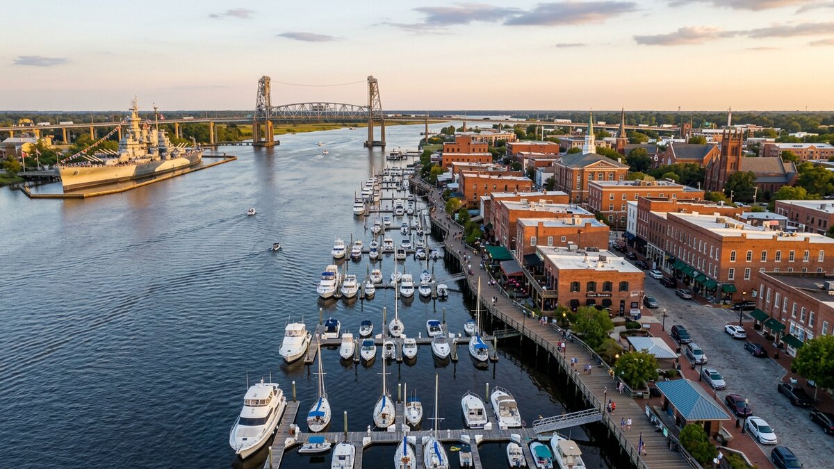 Waterfront and dock in Wilmington, North Carolina