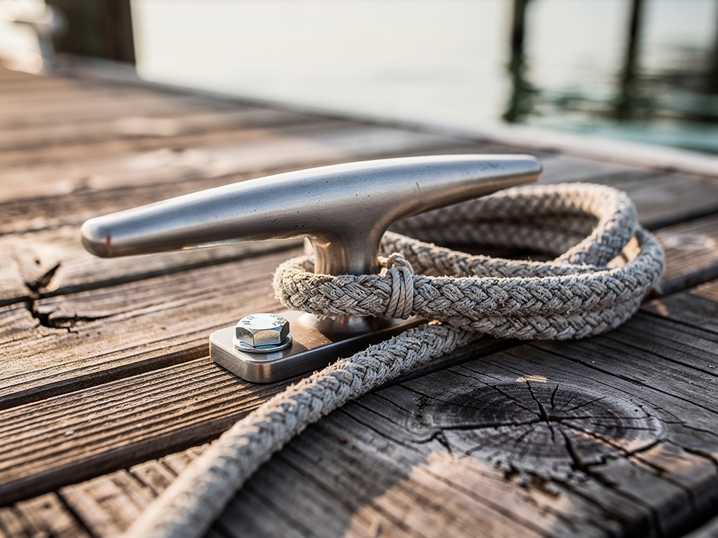 Marine-grade stainless hardware on a coastal NC dock